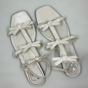 Valentino Garavani - French Bows Leather Gladiator Sandals - White - Sz 39